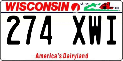 WI license plate 274XWI