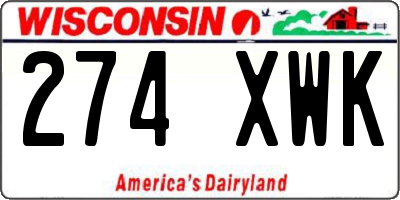 WI license plate 274XWK