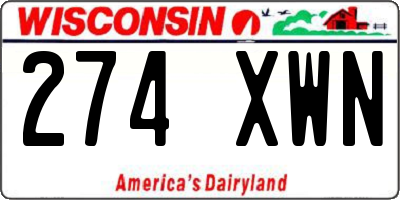 WI license plate 274XWN