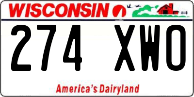 WI license plate 274XWO
