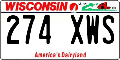 WI license plate 274XWS