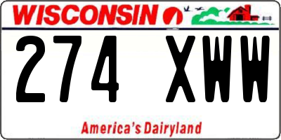 WI license plate 274XWW