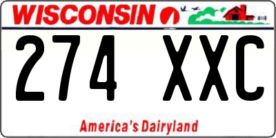 WI license plate 274XXC