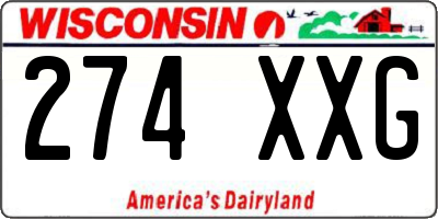 WI license plate 274XXG