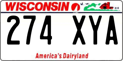 WI license plate 274XYA