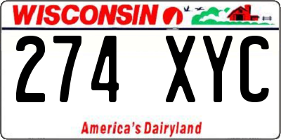 WI license plate 274XYC