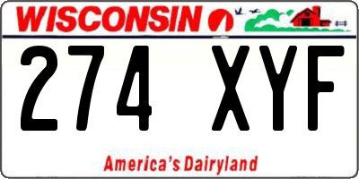 WI license plate 274XYF