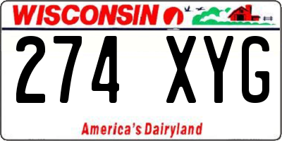 WI license plate 274XYG