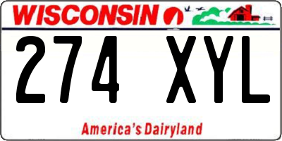 WI license plate 274XYL