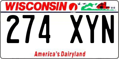 WI license plate 274XYN