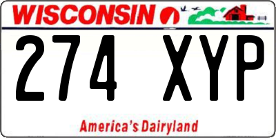 WI license plate 274XYP
