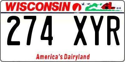 WI license plate 274XYR