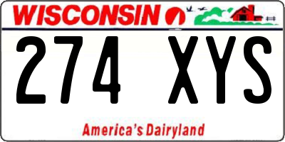 WI license plate 274XYS