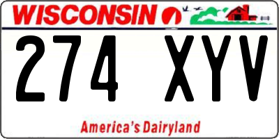 WI license plate 274XYV