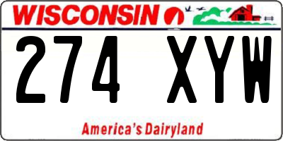 WI license plate 274XYW