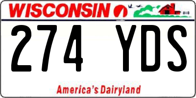 WI license plate 274YDS