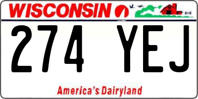 WI license plate 274YEJ