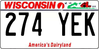 WI license plate 274YEK