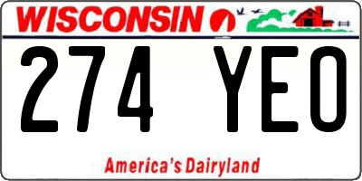 WI license plate 274YEO