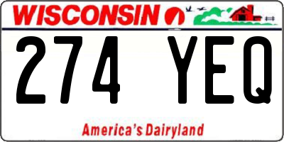 WI license plate 274YEQ