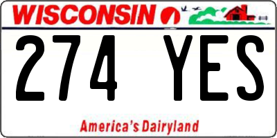 WI license plate 274YES
