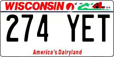 WI license plate 274YET
