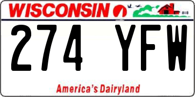 WI license plate 274YFW