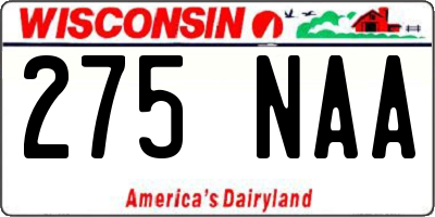 WI license plate 275NAA