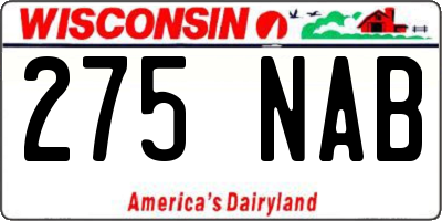 WI license plate 275NAB