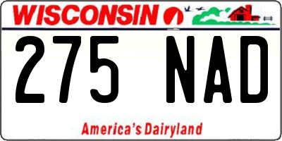 WI license plate 275NAD