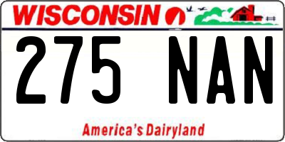 WI license plate 275NAN