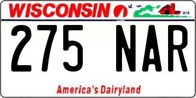 WI license plate 275NAR
