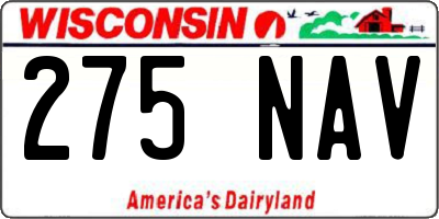 WI license plate 275NAV