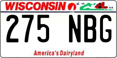 WI license plate 275NBG
