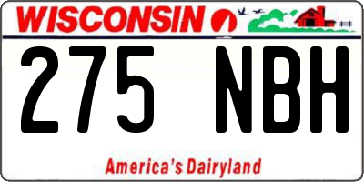 WI license plate 275NBH