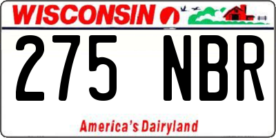WI license plate 275NBR