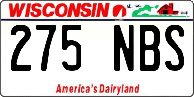 WI license plate 275NBS