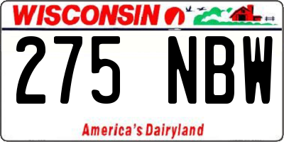 WI license plate 275NBW
