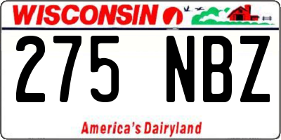 WI license plate 275NBZ