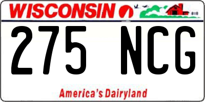 WI license plate 275NCG