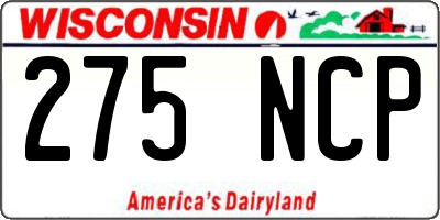 WI license plate 275NCP