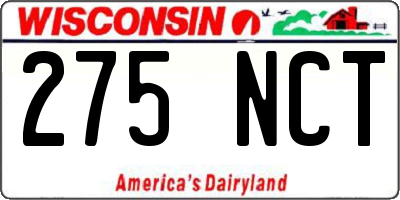 WI license plate 275NCT