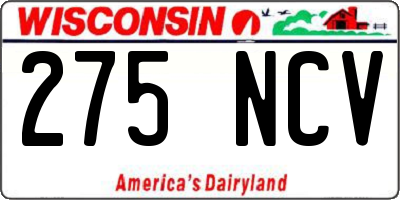 WI license plate 275NCV