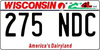 WI license plate 275NDC