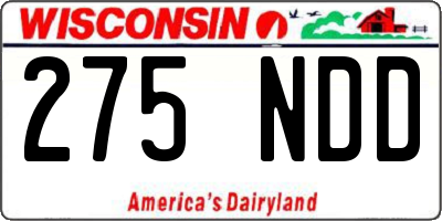 WI license plate 275NDD