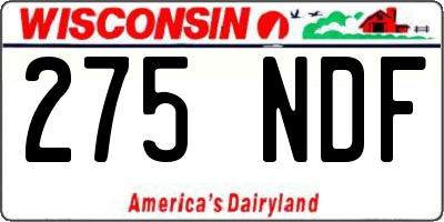WI license plate 275NDF