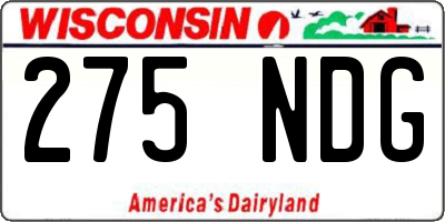WI license plate 275NDG