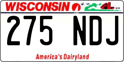 WI license plate 275NDJ