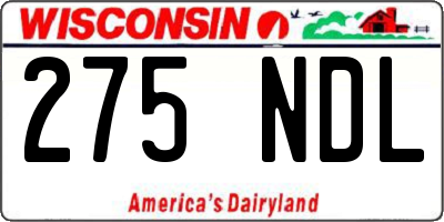 WI license plate 275NDL