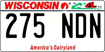 WI license plate 275NDN